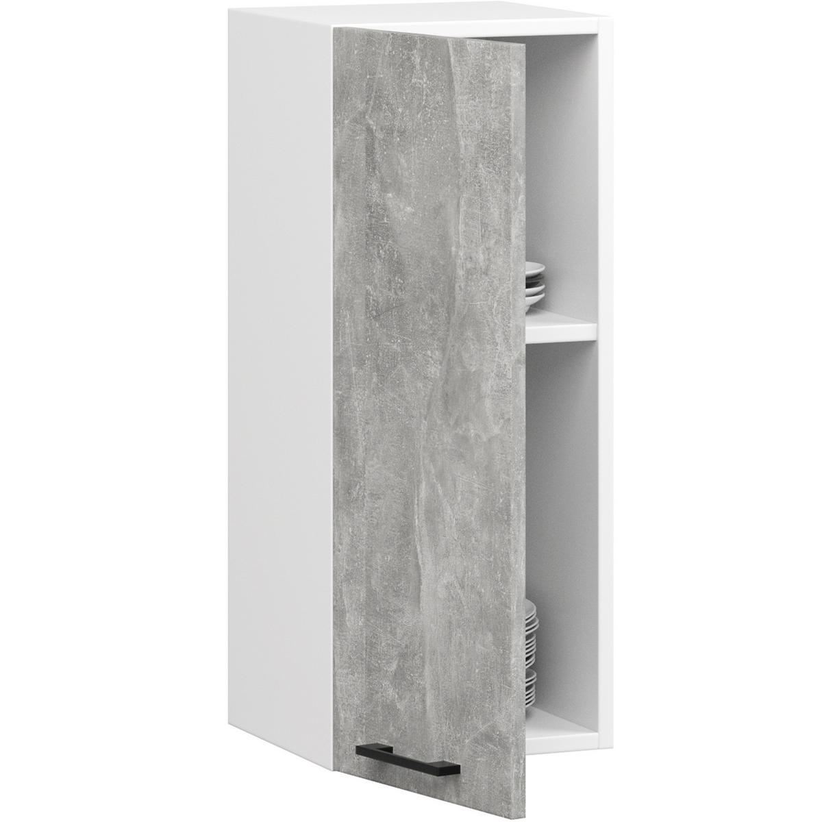 HÄNGESCHRANK Weiß, Beton 72/30/30 - Hellgrau/Weiß, Holzwerkstoff (30/72/30cm) - RAUMHIRSCH FURNITURE