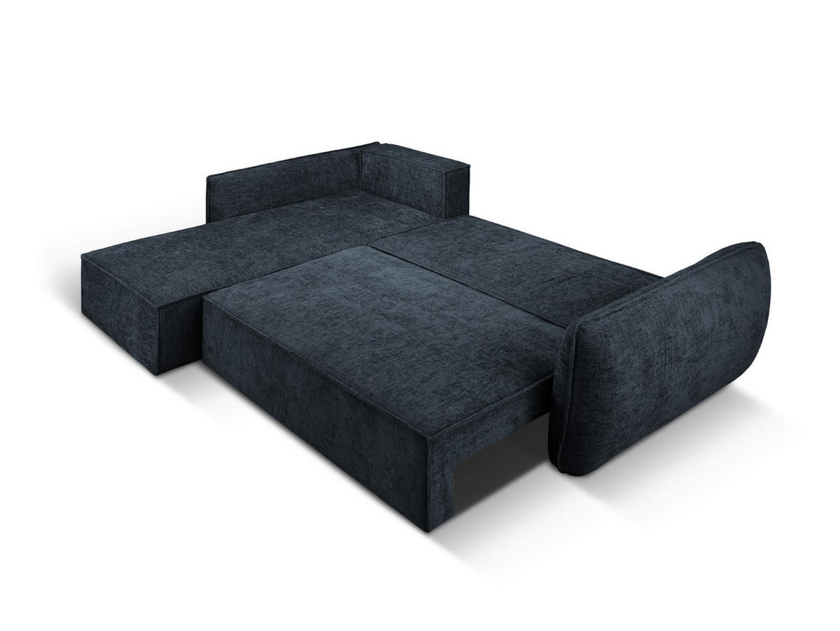 AUSKLAPPBARES-ECKSOFA links mit Container Kaelle aus Chenille-Stoff königsblau 4 Sitzplätze - Blau, Textil (165/252cm) - Micadoni