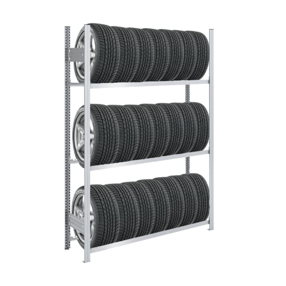 REIFENREGAL TIRE PRO 200x150x43cm 3 Ebenen 150kg Fachlast Bis zu 7 Reifen pro Ebene Verzinkt - Silberfarben, Metall (150/200/43cm) - PROREGAL