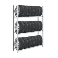 REIFENREGAL TIRE PRO 200x150x43cm 3 Ebenen 150kg Fachlast Bis zu 7 Reifen pro Ebene Verzinkt - Silberfarben, Metall (150/200/43cm) - PROREGAL