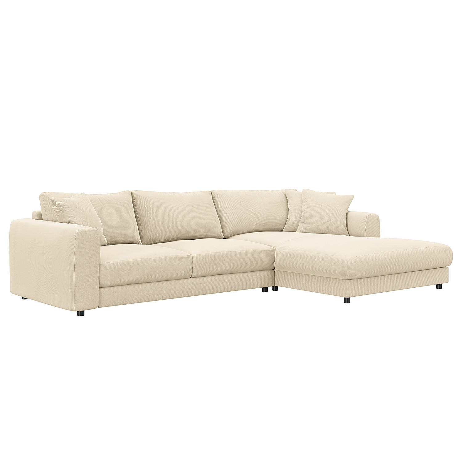 ECKSOFA mit Longchair - Beige/Schwarz, Holz/Kunststoff (286/183cm) - home24