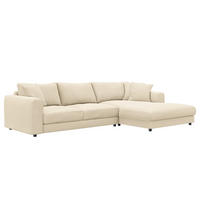 ECKSOFA mit Longchair - Beige/Schwarz, Holz/Kunststoff (286/183cm) - home24