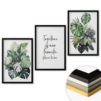 WANDBILDER 3er-Set - 40x60 cm Schwarzer Rahmen - Grüne Blätter tropischer Pflanzen - Schwarz, Kunststoff (40/60cm) - ArtPrintCave