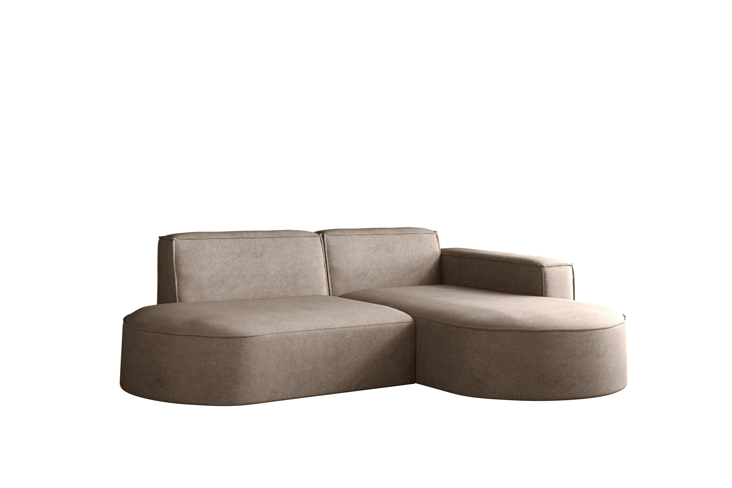 ECKSOFA Modena Modern Und Komfort Velours Stoff Salvador Rechts Dunkelbeige - Cappuccino, Holz/Textil (236/165cm) - Kaiser Möbel
