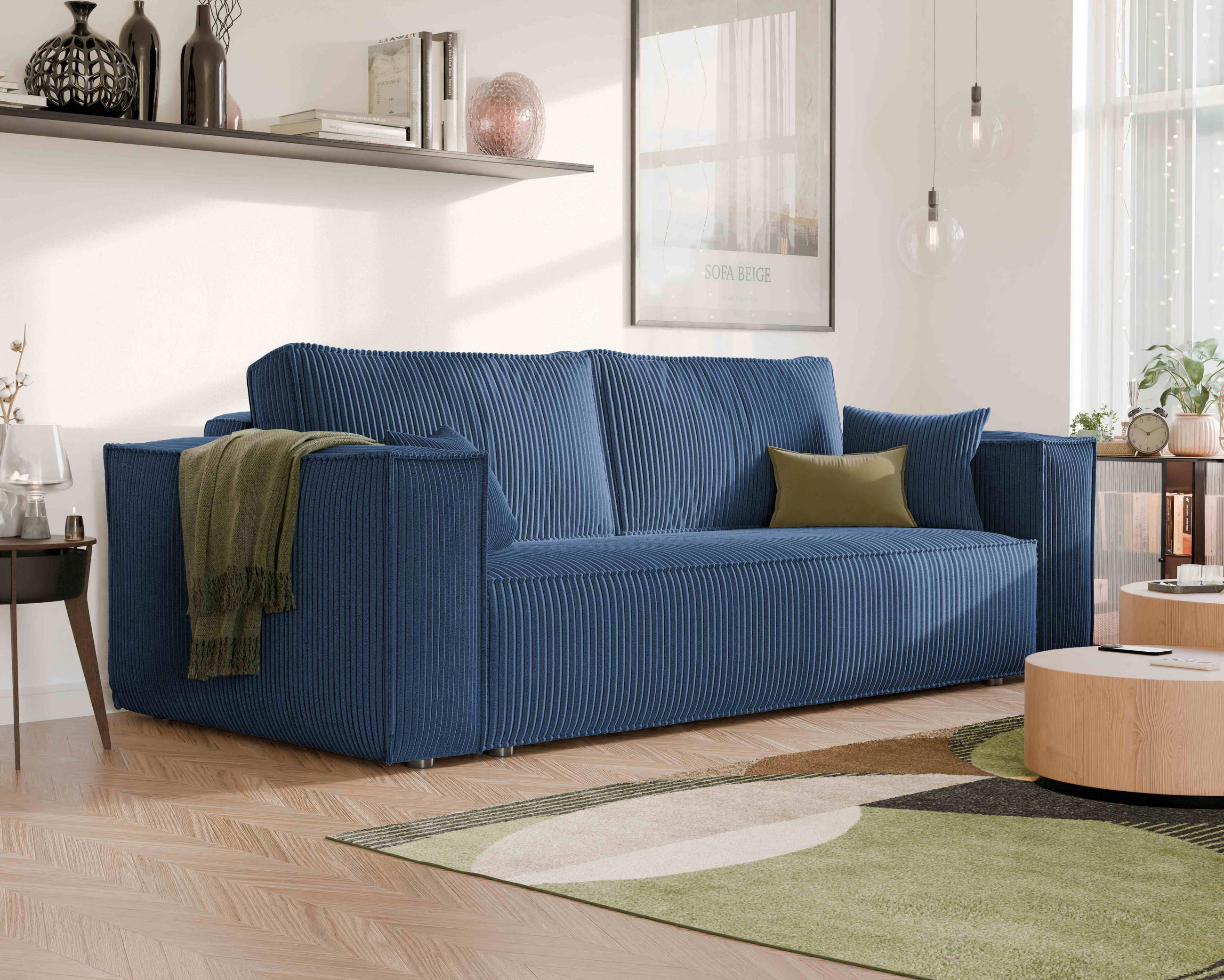 Thumbnail - Idohome Sofa, Blau, Textil, 3-Sitzer, 240x84x105 cm, Wohnzimmer, Sofas & Couches, Schlafsofas