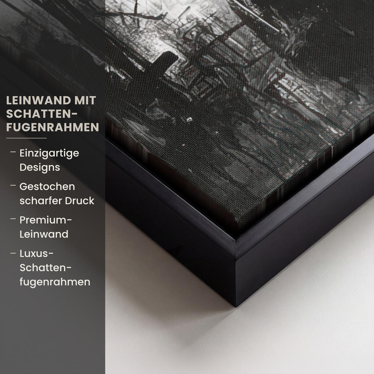 LEINWAND Bilder mit Rahmen - Malerei - Figuren - Schwarz - Abstrakt - 50x50 - Schwarz, Textil (50/50cm) - MuchoWow