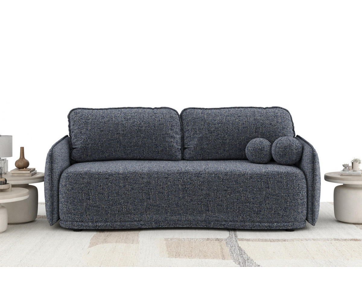 SCHLAFSOFA Mitsis Marineblau Webstoff - Schwarz/Dunkelblau, Holz/Holzwerkstoff (231/93/106cm) - Maison de Reve