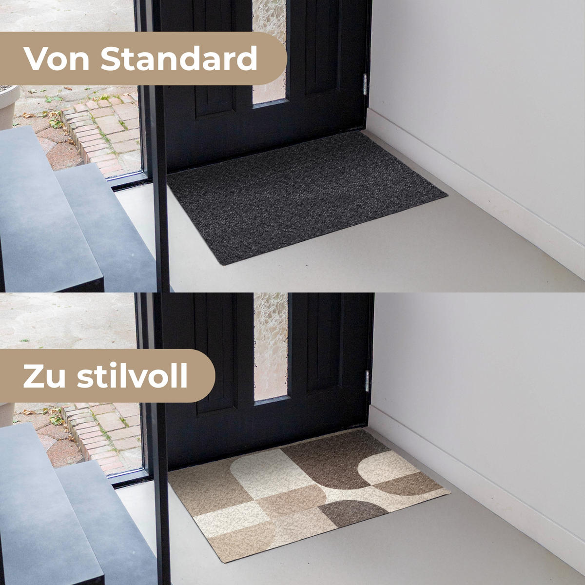 FUSSMATTE Geometrisch - Gewebte Struktur - Modern Fußabtreter 90x60 cm - Beige, Kunststoff (90/60cm) - MuchoWow