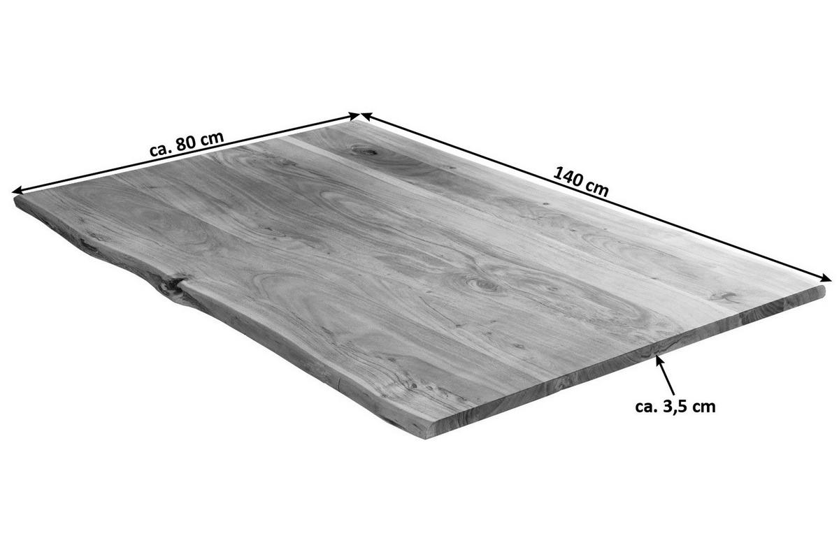 TISCHPLATTE MILO - Braun/Naturfarben, Akazienholz/Holz (80/140/4cm) - SAM