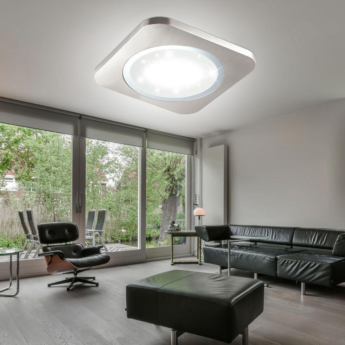 LED DECKENSPOT Kristalleffekt Silber Stahl - Silberfarben, Metall (51/51/4cm)