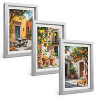 BILDER SET 3er Set - 20x30 cm Silberner Rahmen - Zitrusfrüchte im Garten - Silberfarben, Kunststoff (20/30cm) - TULUP