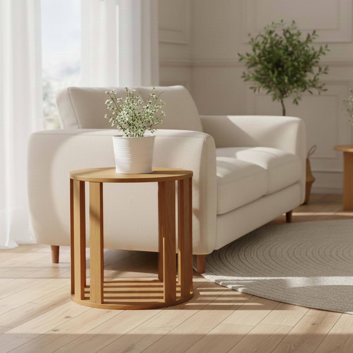 COUCHTISCH, helles Holz - Beige, Holz (50/50/50cm) - Oviala