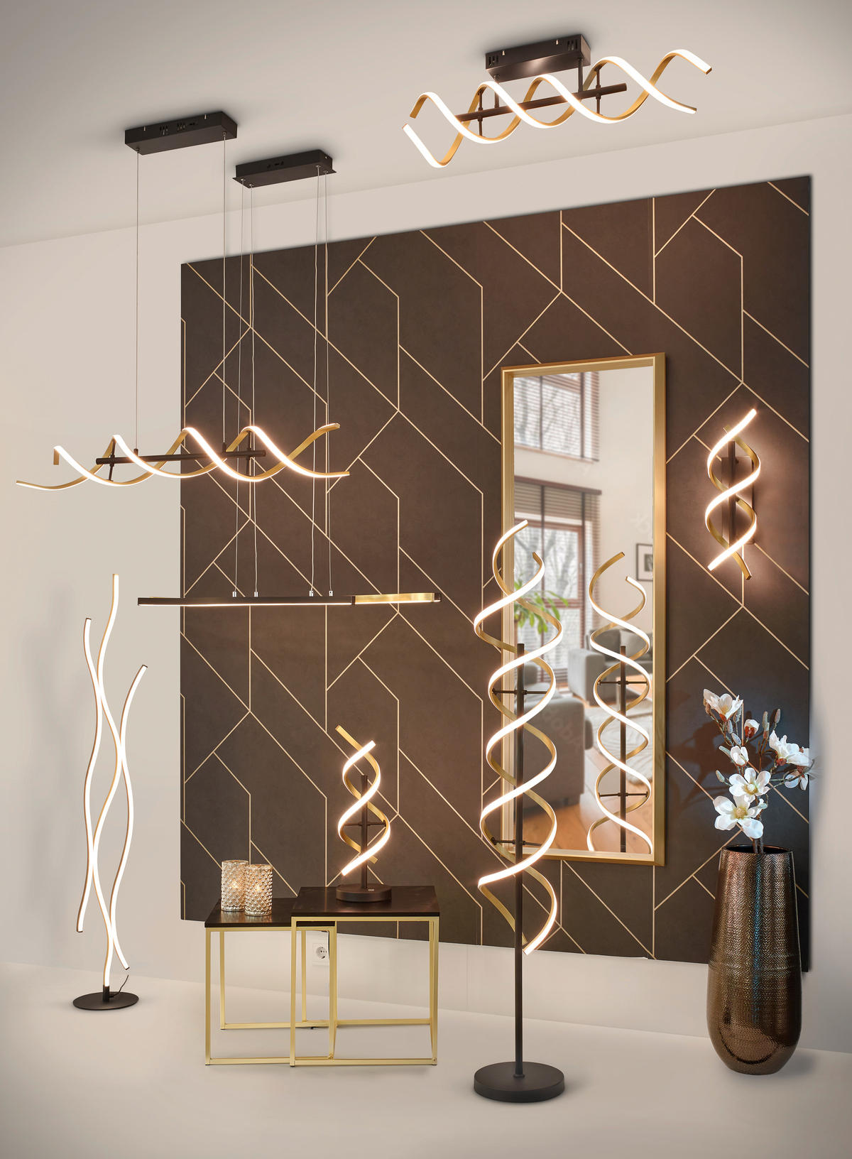 TISCHLAMPE SEQUENCE - Gold - 16/16/48.5 cm - Goldfarben, Kunststoff (16/16/48.5cm) - Trio Leuchten
