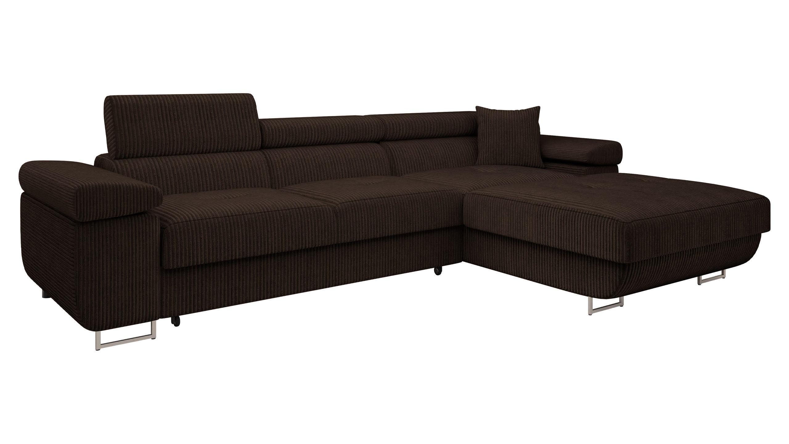 ECKSOFA Torezio Mini Cord, Seite: Rechts - Nussbaumfarben, Holz/Textil (280/170cm) - MIRJAN24
