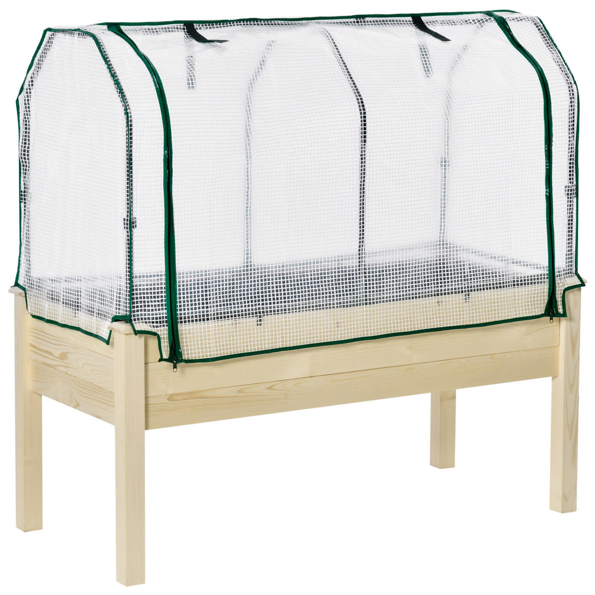 HOCHBEET DE-07809 aufrollbare Folienabdeckung, Naturholzrahmen Natur - Naturfarben, Holz (121/117/55cm) - ComfortXL