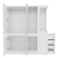 KLEIDERSCHRANK 140x40x170cm Schubladen Stauraum Weiß Rechts - Weiß, Holz (140/170/40cm) - FLIEKS