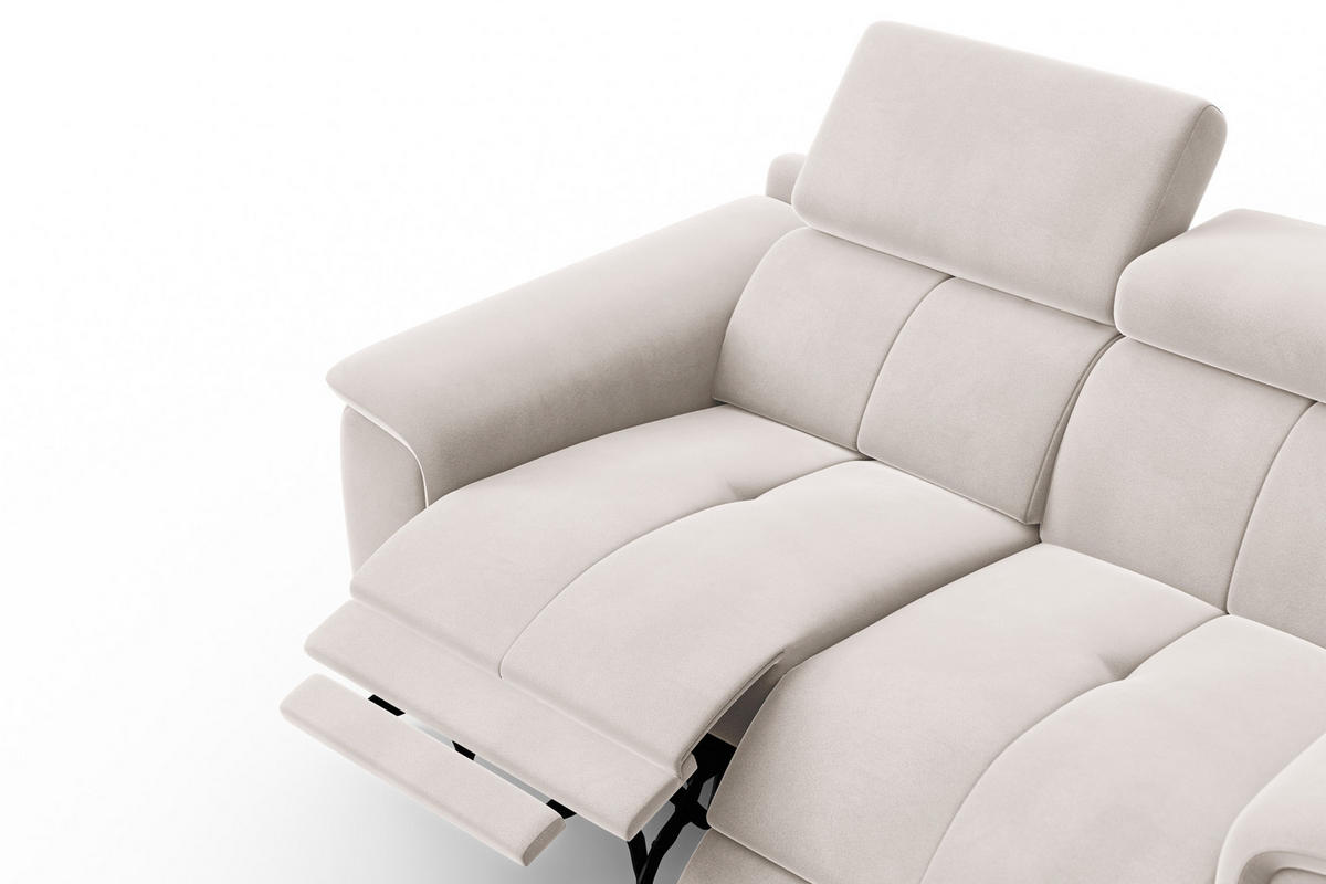 SOFA RELAX FIERO 2-Sitzer, Beiger Veloursstoff - Beige/Schwarz, Holz/Textil (170/82/103cm) - Courtois Laville
