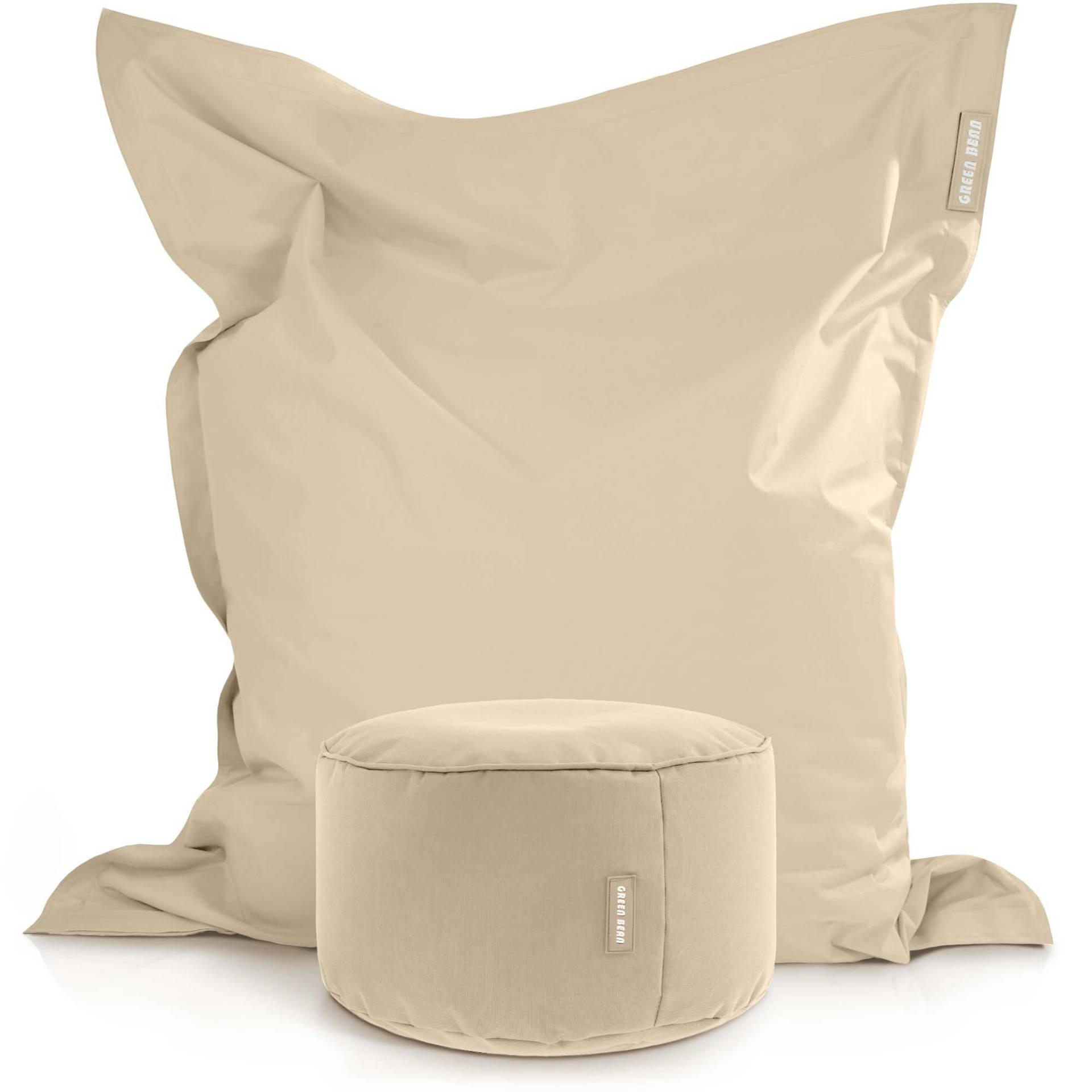 XXL-SITZSACK + Pouf 2er Set - 140x180cm - Beige, Textil (140/25/180cm) - Green Bean