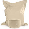 XXL-SITZSACK + Pouf 2er Set - 140x180cm - Beige, Textil (140/25/180cm) - Green Bean