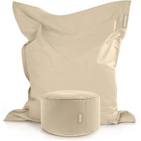 XXL-SITZSACK + Pouf 2er Set - 140x180cm - Beige, Textil (140/25/180cm) - Green Bean