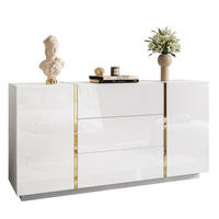 SIDEBOARD MIT SCHUBLADEN ONYX HOCHGLANZ 158 CM PUSH OPEN - Weiß, Holzwerkstoff (158/81/41.3cm) - Lookway