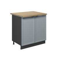 KÜCHENUNTERSCHRANK Fame-Line, Hellblau-grau/Anthrazit, 80 cm Arbeitsplatte Goldkraft Eiche - Anthrazit/Blaugrau, Holzwerkstoff (80/82/60cm) - Vicco