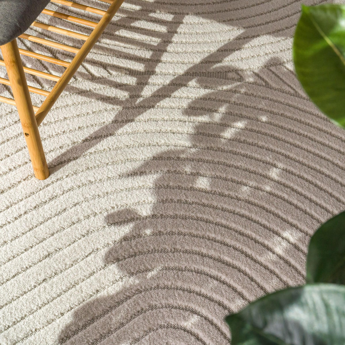 TEPPICH Kurzflor Struktur Wohnzimmer schmutzabweisend Creme Rund 200D - Creme, Textil (200/200cm) - KADIMA DESIGN
