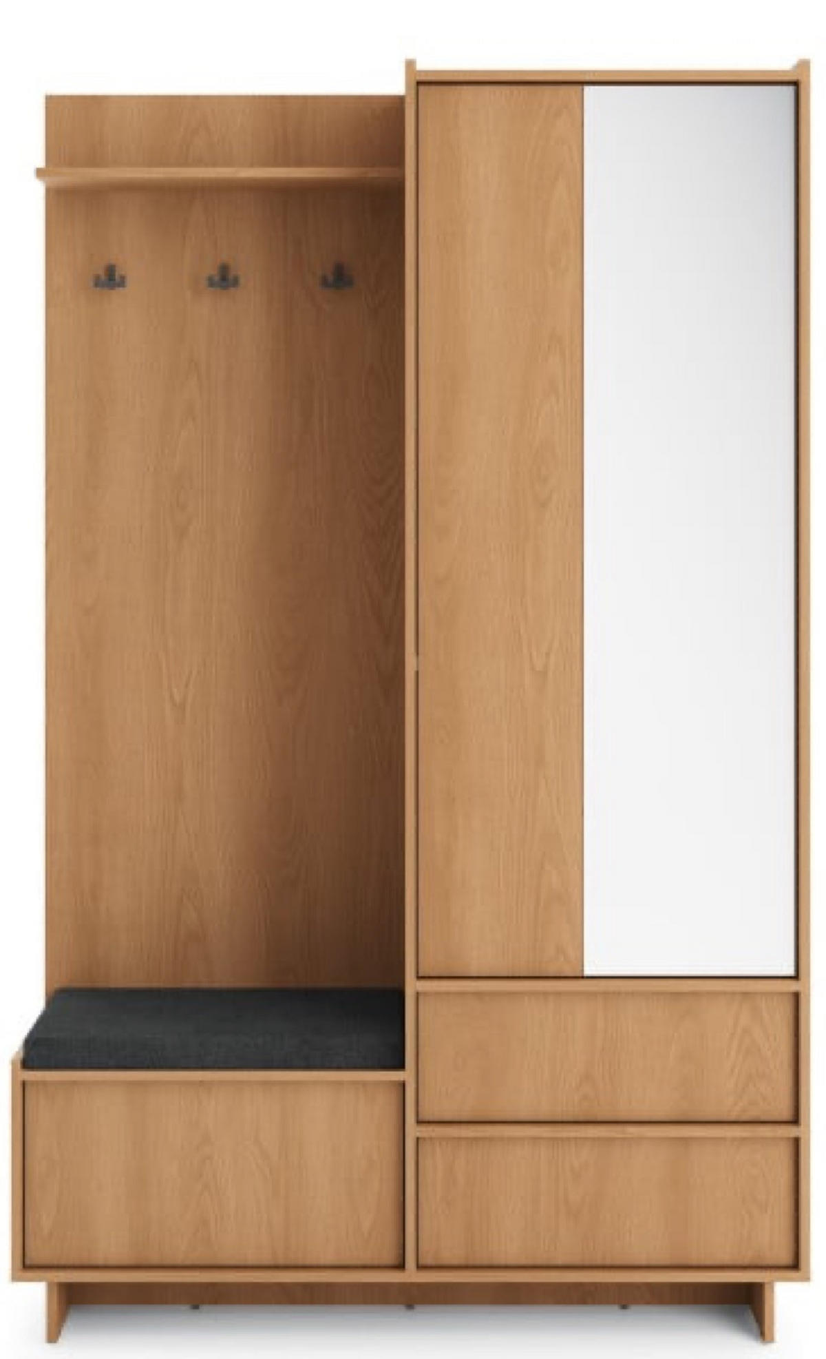 GARDEROBE Eiche Sumi 125x39 cm Mit Spiegel Aus Holzwerkstoff - Eichefarben, Holzwerkstoff (125/201/39cm) - Sepro Meble