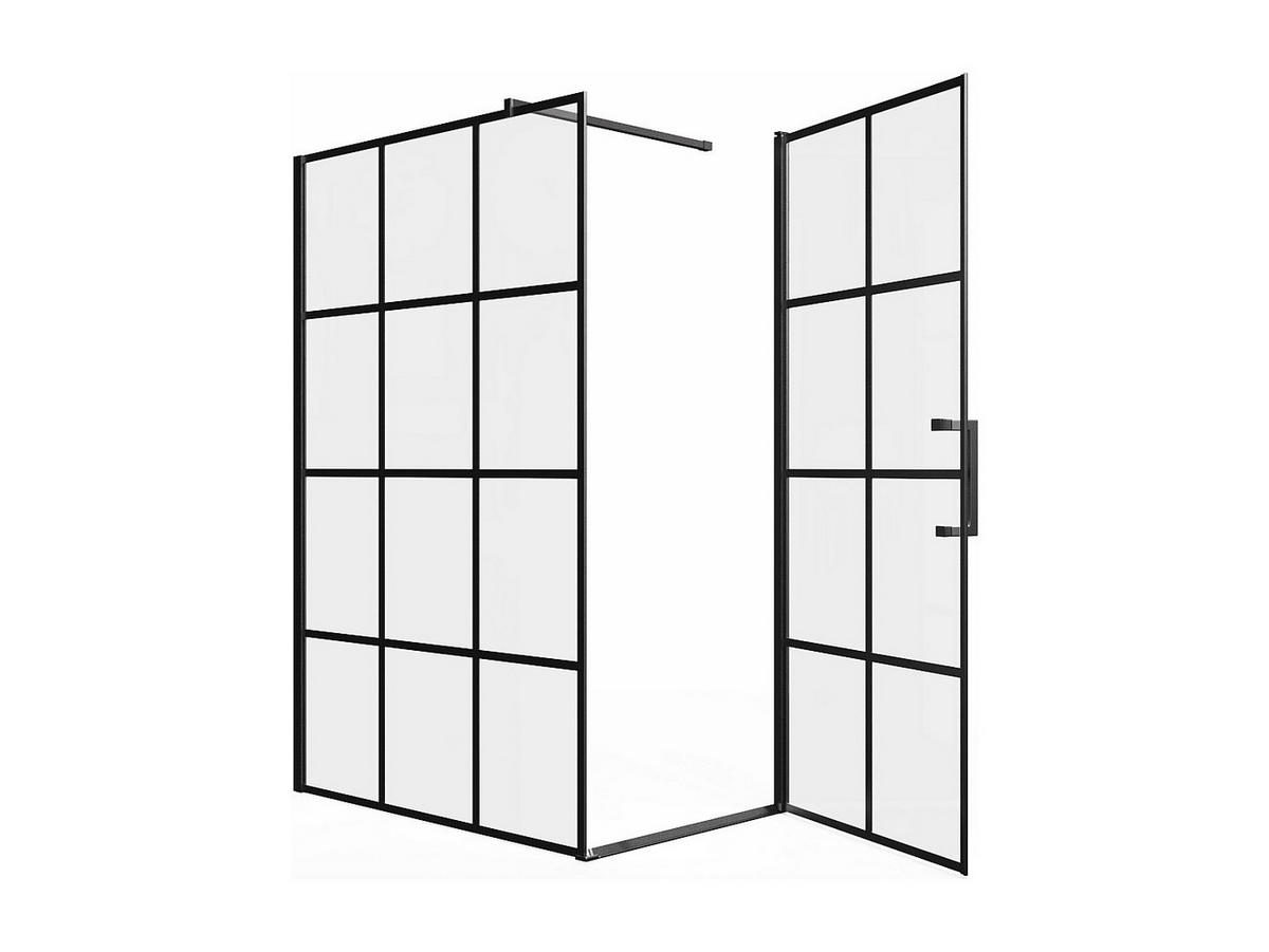 DUSCHWAND - 120cm x 80cm - Aluminium - schwarz - CAPARICA - Schwarz, Metall (120/190cm) - Vente-Unique