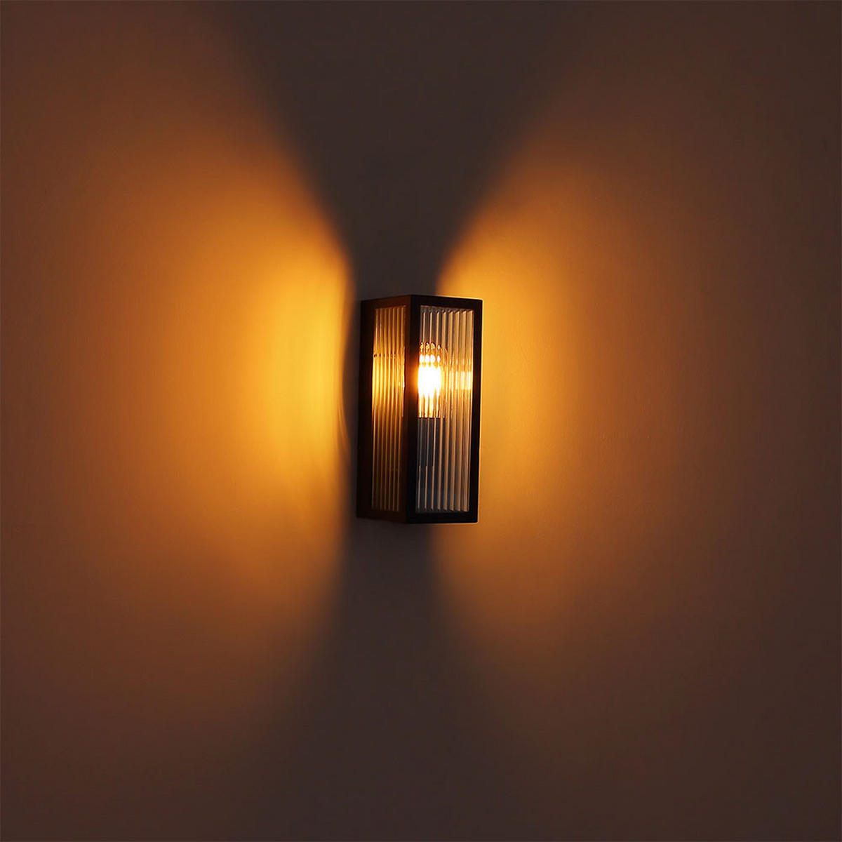 LED AUSSEN-WANDLEUCHTE Metall Schwarz - Schwarz, Glas (12/32/14cm) - Globo Lighting