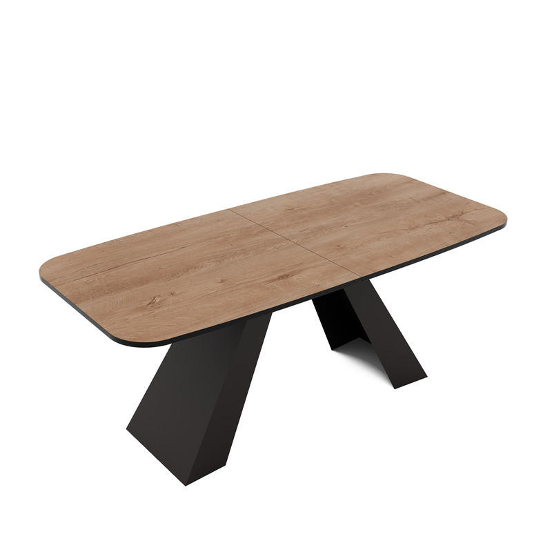 AUSZIEHTISCH ZENITH 160/90/76 cm mit Metallgestell, Schwarz / Lefkas-Eiche - Schwarz/Eiche San Remo, Holzwerkstoff/Metall (90/160/76cm) - Idohome
