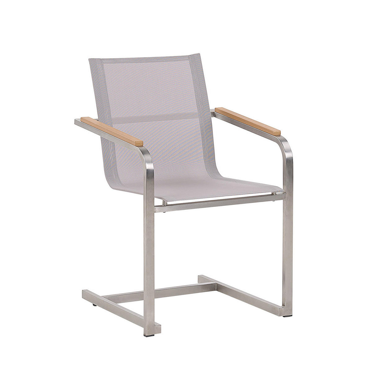 GARTENSTUHL 4er-Set Edelstahl beige Cosoleto - Beige, Metall (56/85/55cm) - Beliani