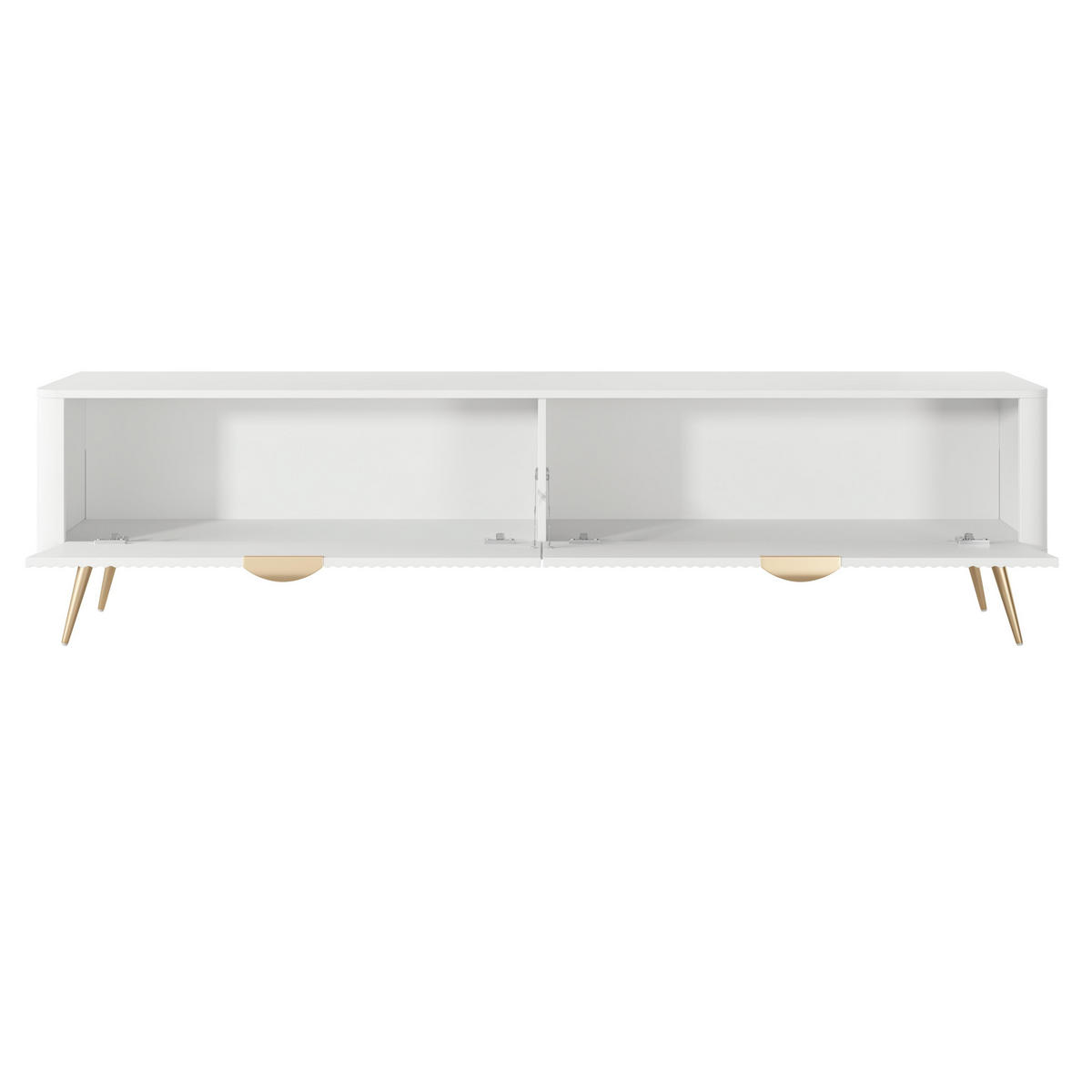 LOWBOARD Vespasia 2T Beige 200/51,2/38 cm – Geriffelte Fronten - Goldfarben/Weiß, Holzwerkstoff/Metall (200/51.2/38cm) - AX Living
