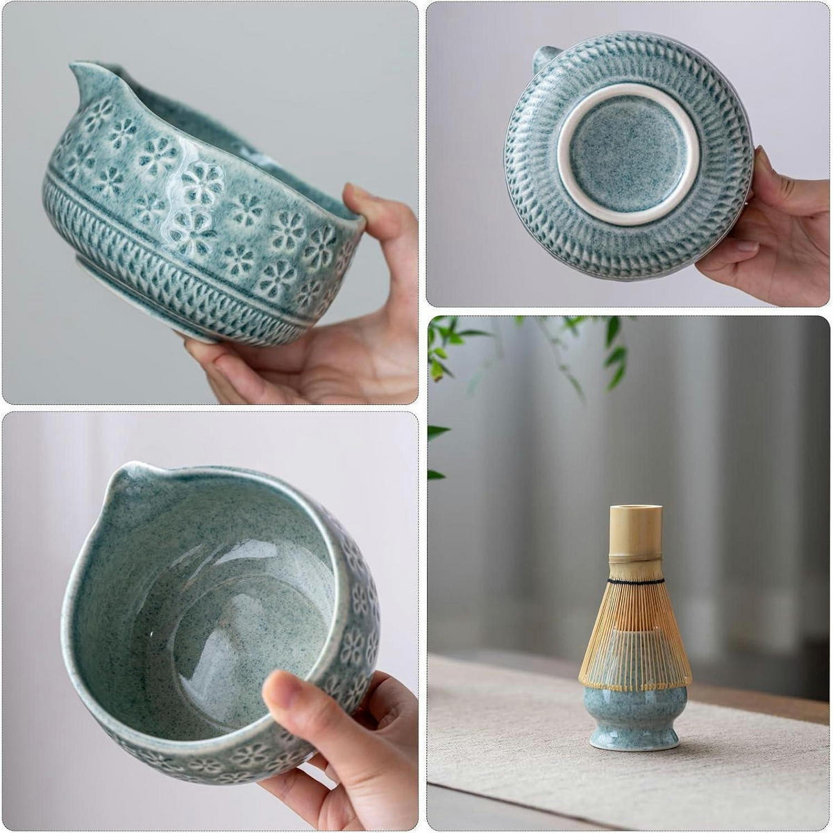 MATCHA-SET 7-teiliges Set mit Schüssel und Schneebesen - Blau, Keramik (11.6/21/29.5cm)