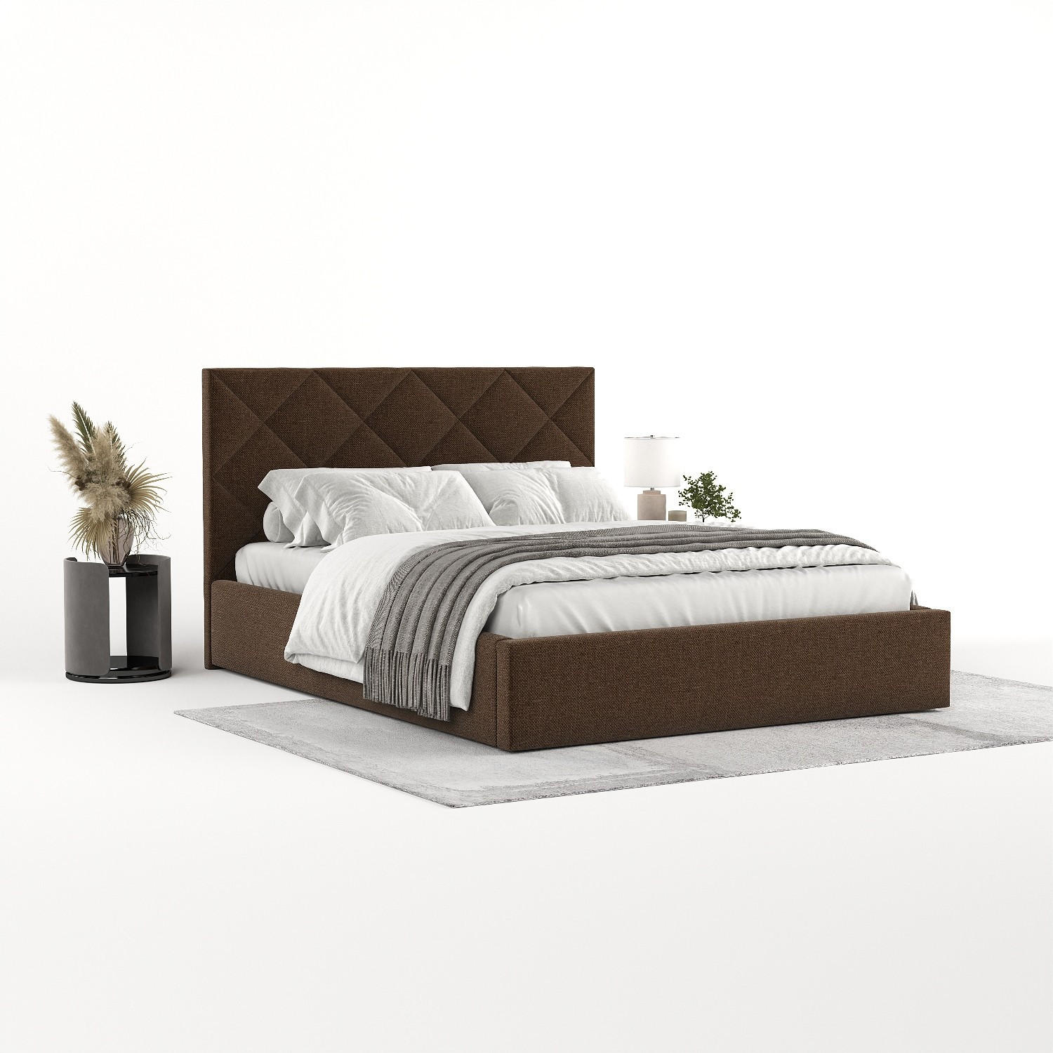 POLSTERBETT Torno 160/200 cm Braun im Inari Stoff - Schwarz/Naturfarben, Holz/Holzwerkstoff (160/200cm) - AltaBeds