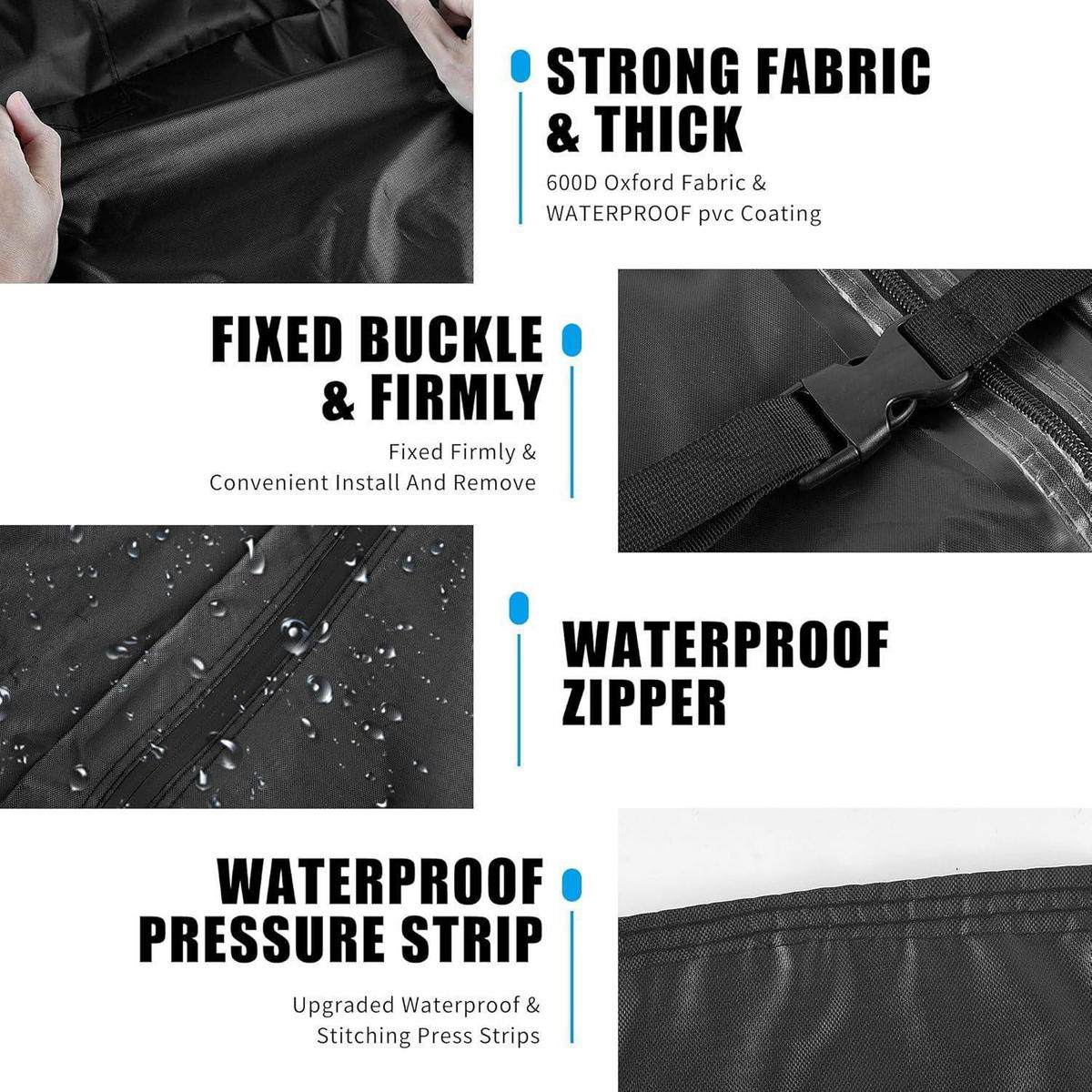 TISCHTENNISPLATTEN-ABDECKUNG Wasserdicht 600D Oxford 270 x 150 cm - Schwarz, Textil (150/185/270cm)