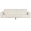3-SITZER-SCHLAFSOFA Samtstoff cremeweiß Visnes - Goldfarben/Weiß, Textil (218/80/81cm) - Beliani