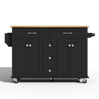 KÜCHENINSEL Schwarz-Natur 140/65/89 cm - Schwarz, Holzwerkstoff (140/89/65cm) - PANGIVO