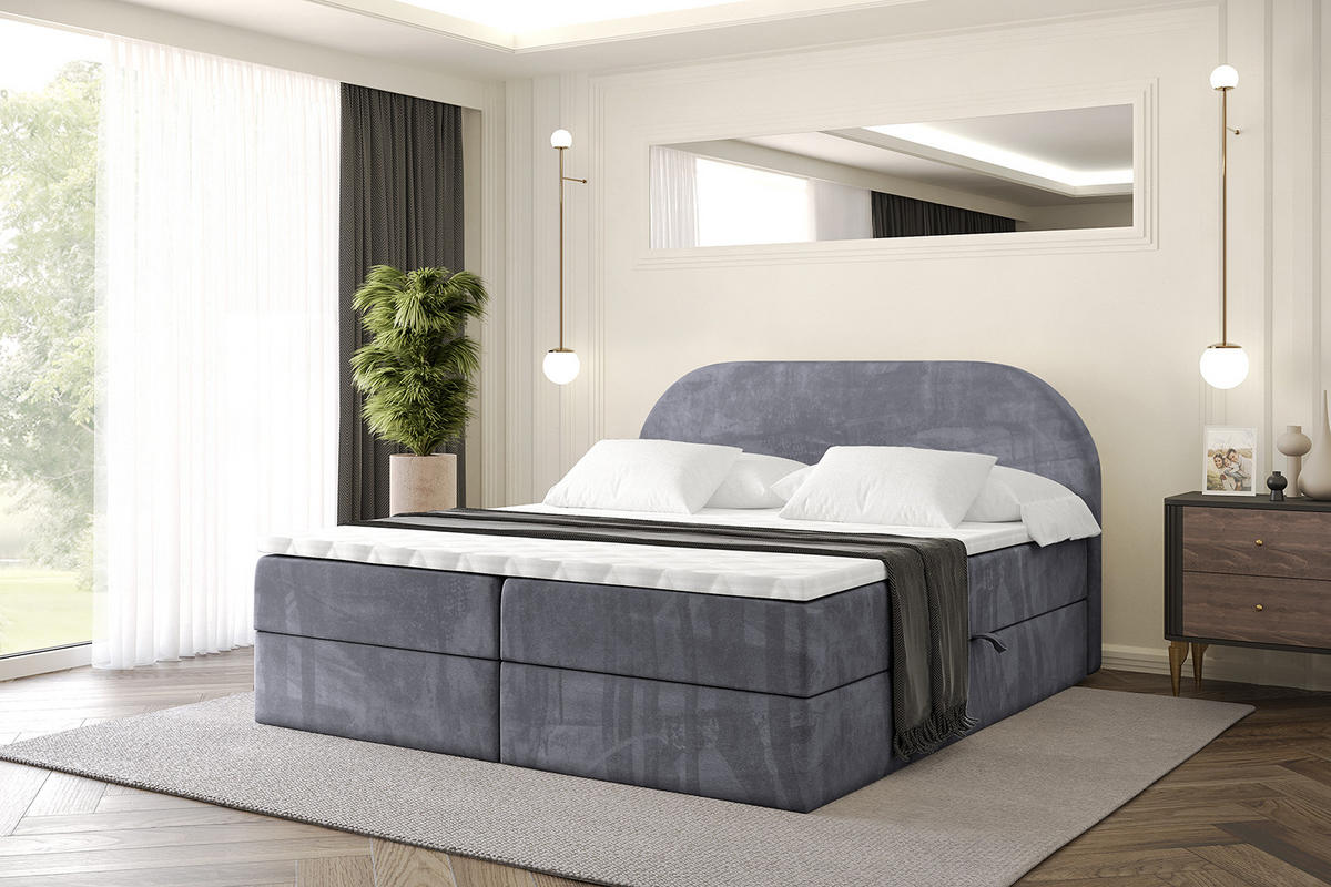 BOXBETT mit Matratze H3 und Lattenrost - NOX - 160x200 - Dunkelgrau Casablanca - Dunkelgrau, Holzwerkstoff/Kunststoff (160/200cm) - ALTDECOR