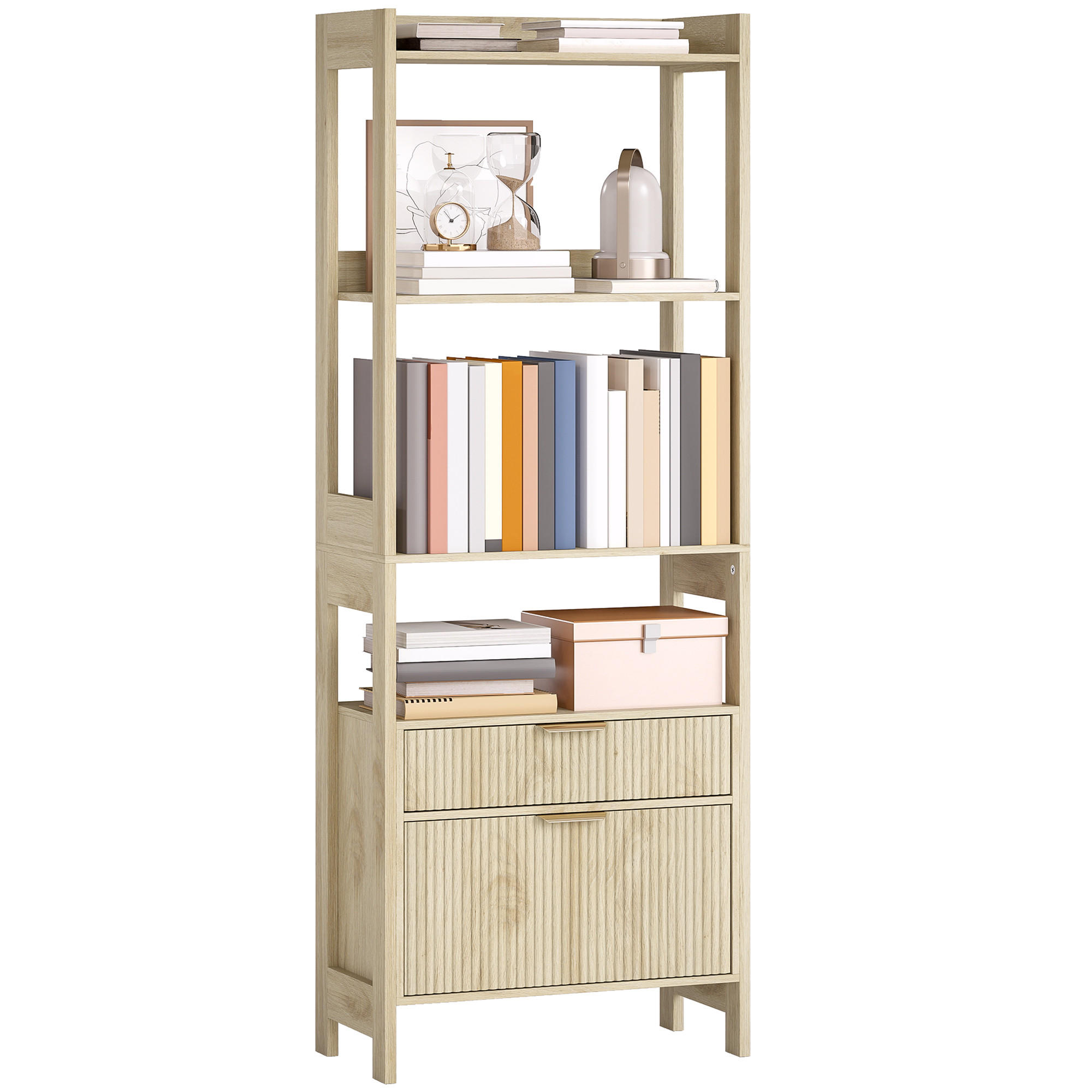 REGAL DE-15559 60/30/160 cm, 4 offene Fächer Naturholz - Naturfarben, Holzwerkstoff (60/160/30cm) - ComfortXL