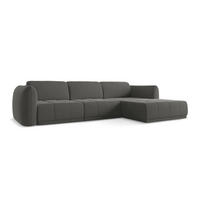 ECKSOFA Rechts Samt Stoff Grau - Dunkelgrau/Schwarz, Kunststoff/Textil (290/170cm) - Makamii