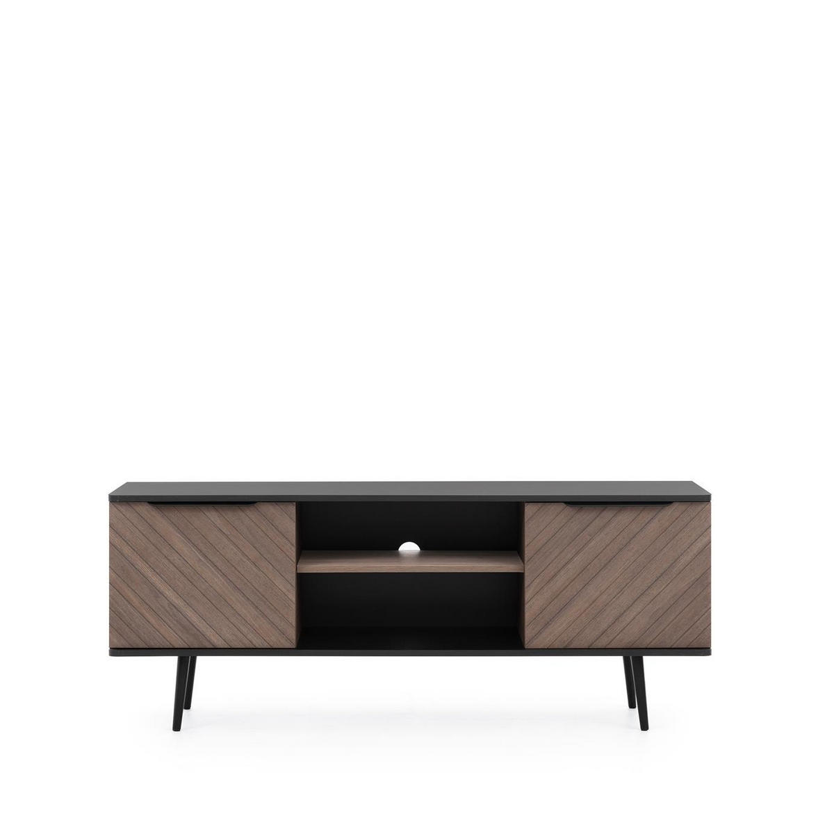 TV-SCHRANK Elio Braun mit Graphit - Schwarz/Braun, Holzwerkstoff (150/60/41cm) - Bettso