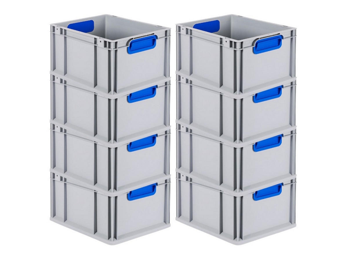EUROBOX 8x Nextgen Color 22x30x40cm 20 Liter Griffe Blau Geschlossen - Blau, Kunststoff (30/22/40cm) - PROREGAL
