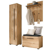 GARDEROBEN-SET Evoke Eiche 4-teilig 140 cm, Flurgarderobe mit Soft-Close - Eichefarben/Dunkelgrau, Holzwerkstoff/Kunststoff (140/200/40cm) - Furn.Design