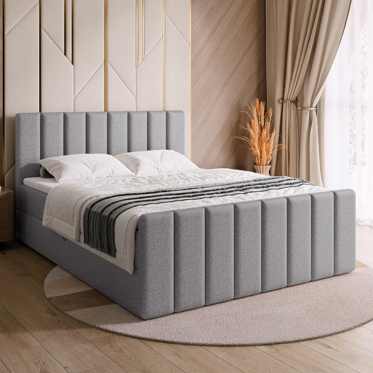 BOXSPRINGBETT Dream Duo mit Topper 140/200 Hellgrau - Hellgrau, Kunststoff (140/200cm) - Bromarkt