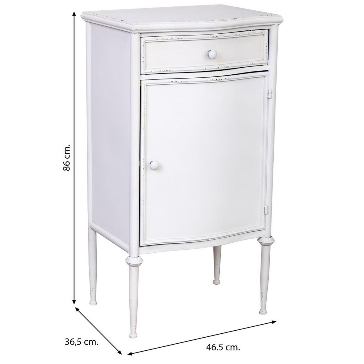 NACHTTISCH aus Metall, weiß, 47x37x86cm - Weiß, Metall (36/46/86cm) - Wanderlust