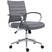 DREHSTUHL Lederlook grau - Chromfarben/Grau, Leder/Textil (57/90/62cm) - CLP
