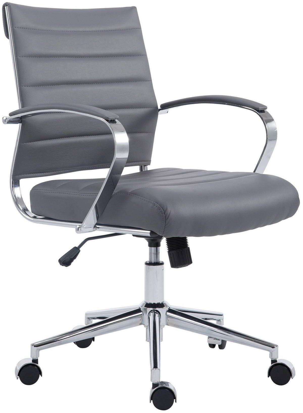 DREHSTUHL Lederlook grau - Chromfarben/Grau, Leder/Textil (57/90/62cm) - CLP