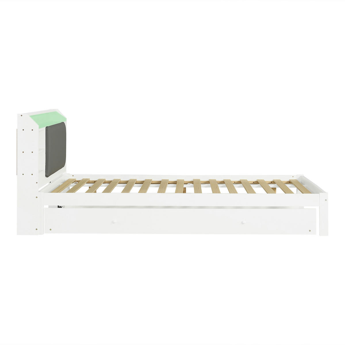 AUSZIEHBETT 120/200 cm DE-32716 mit LED und Ladestation Weiß - Weiß, Holz (120/200cm) - ComfortXL