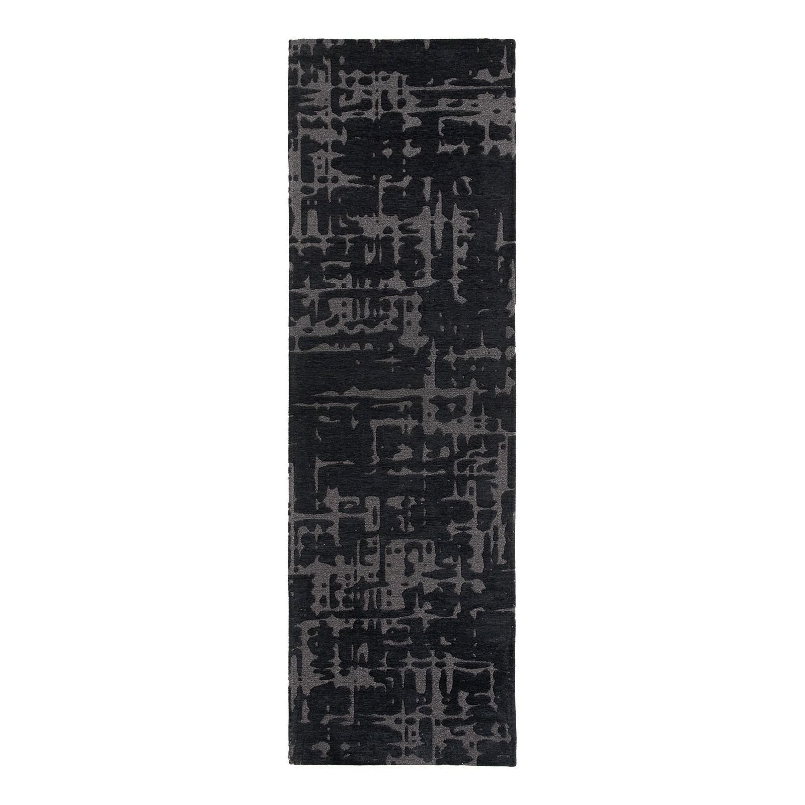 TEPPICH Black Water Structures 80/250 cm - Schwarz, Textil (80/250cm) - Louis De Poortere